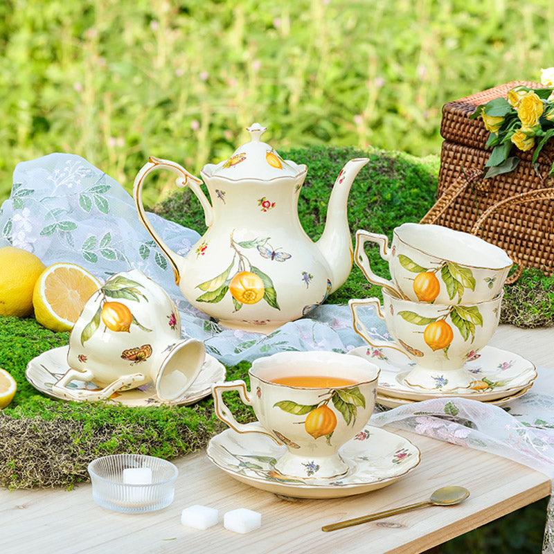 Lemon Ceramic Tea Set | European Coffee Set | Teapot Coffee Cup Saucer - Teas Story