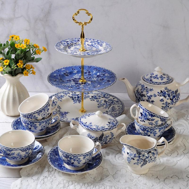 Blue White Porcelain Ceramic Tea Set | Vintage Ceramic Coffee Set - Teas Story
