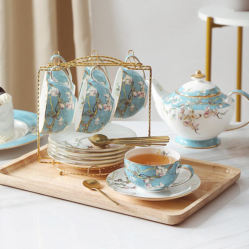 Plum Blossom Ceramic Coffee Set | Tea Party Tea Set | Handmade Tea Set - Teas Story