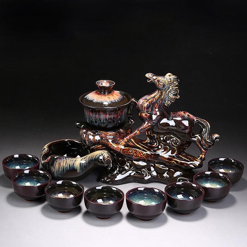 Kiln-changed relief horse anti-scalding automatic tea brewing artifact