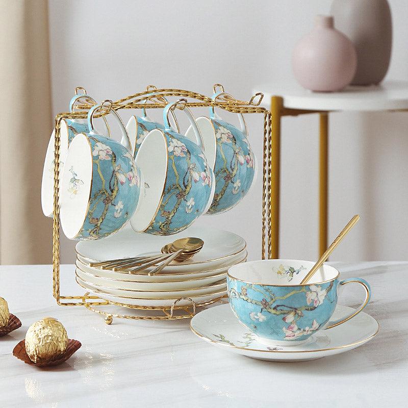 Plum Blossom Ceramic Coffee Set | Tea Party Tea Set | Handmade Tea Set - Teas Story