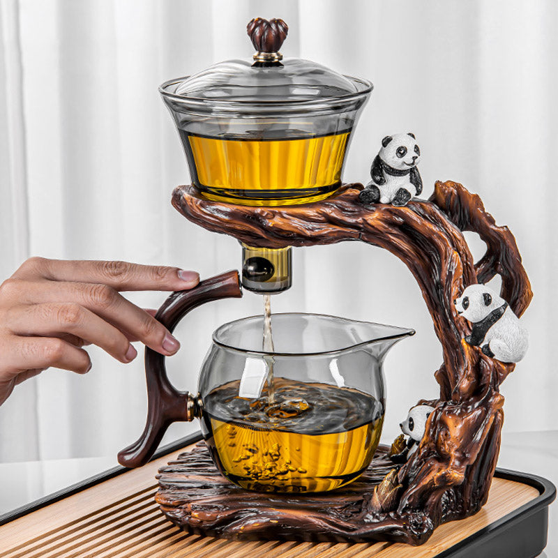 Creative embossed panda automatic tea set | lazy kung fu tea set