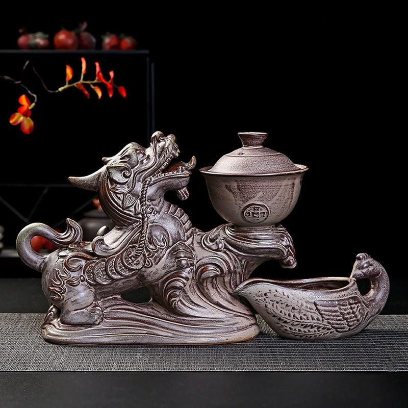 Purple sand relief Pixiu dragon Kung Fu tea brewing tool - Teas Story