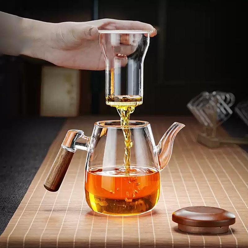 Side Handle Glass Teapot | Tea Water Separation Teapot | Stove Safety - Teas Story