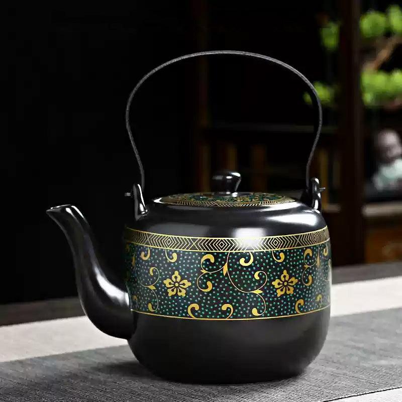 Black Flower Ceramic Tea Set | Japanese Tea Set| Flower Teapot Set - Teas Story