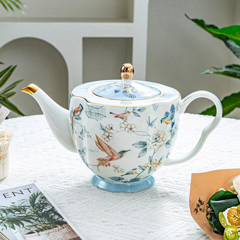 Blue Bird Coffee Set|Handmade Ceramic Tea Set|Ceramic Coffee Cup Saucer - Teas Story