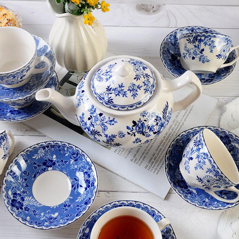 Blue White Porcelain Ceramic Tea Set | Vintage Ceramic Coffee Set - Teas Story