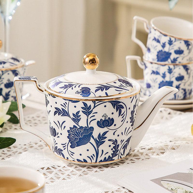 Blue Floral Ceramic Coffee Set | Teapot Tea Set | Afternoon Tea Set