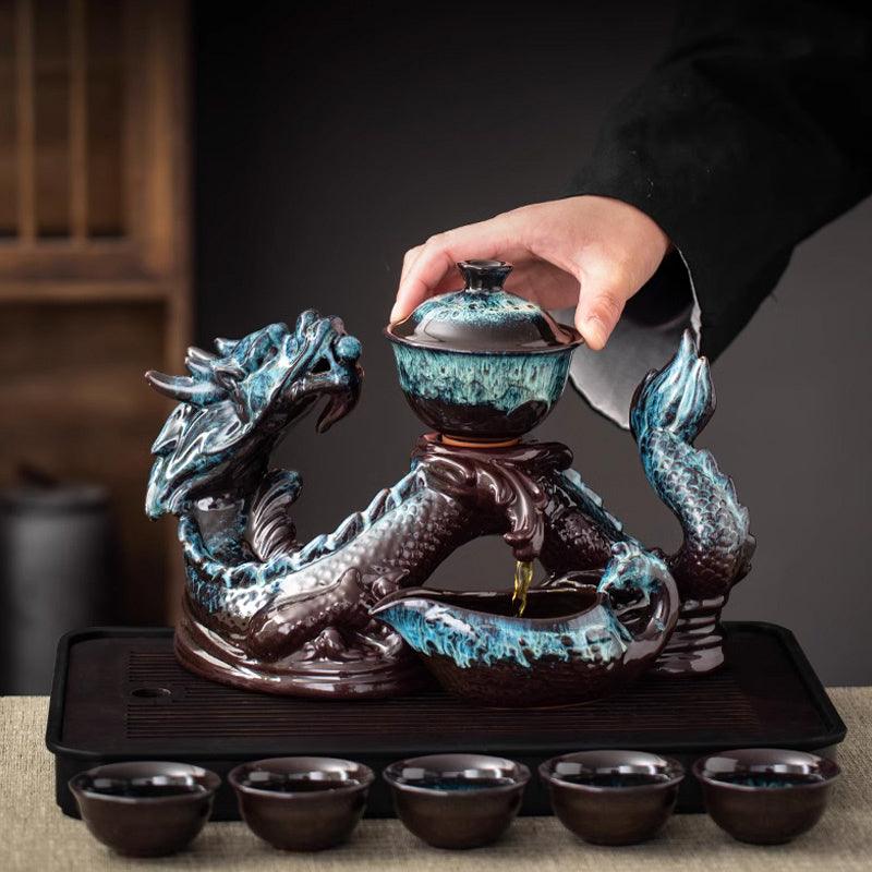 Retro Relief Auspicious Cragon Lazy Rotating Water Kung Fu Tea Set - Teas Story