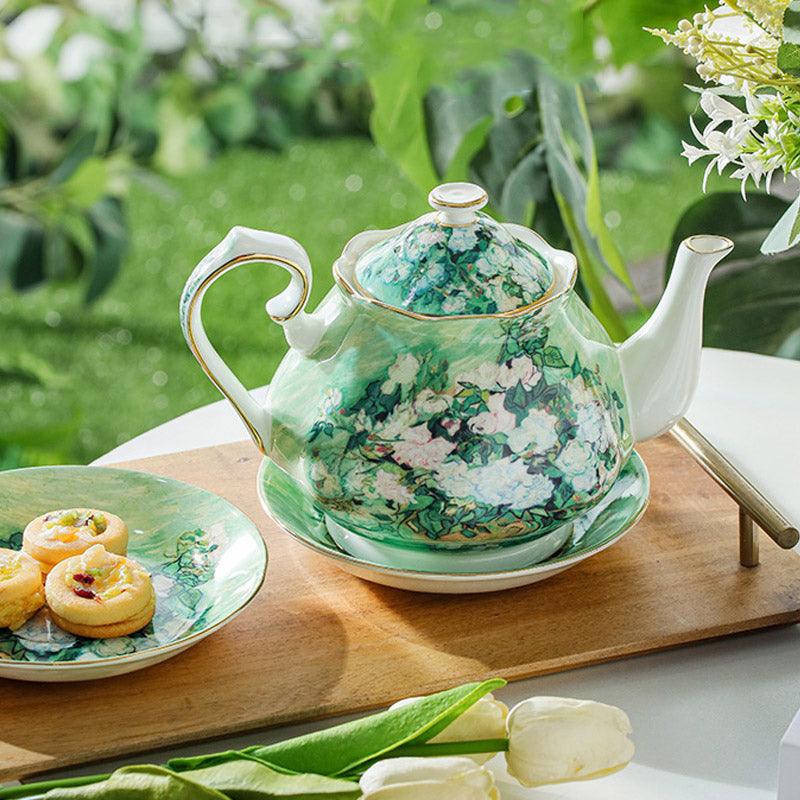 Oil Painting Ceramic Tea Set | Ceramic Coffee Set | Tea Party Tea Set