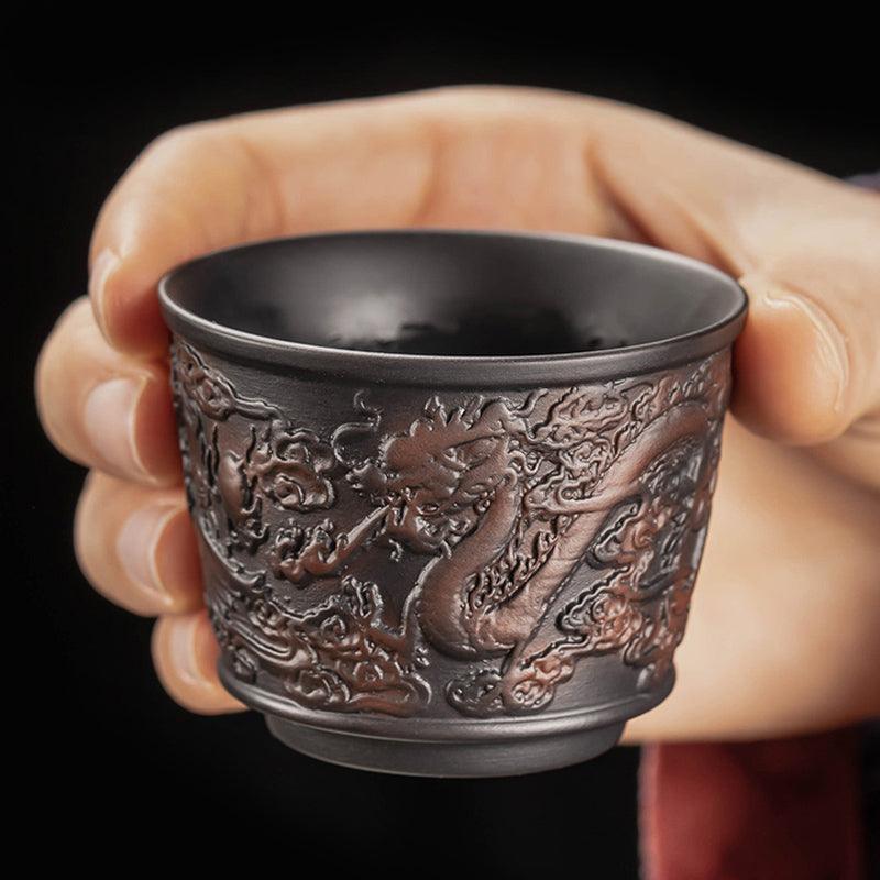 Purple Pottery Dragon and Phoenix Automatic Tea Set | Retro Xianglong Kung Fu Tea Set - Teas Story