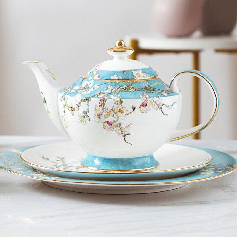 Plum Blossom Ceramic Coffee Set | Tea Party Tea Set | Handmade Tea Set - Teas Story