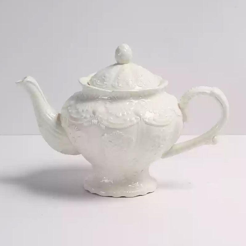 Nordic Simple Embossed Ceramic Tea Set | Retro Ceramic Coffee Set - Teas Story