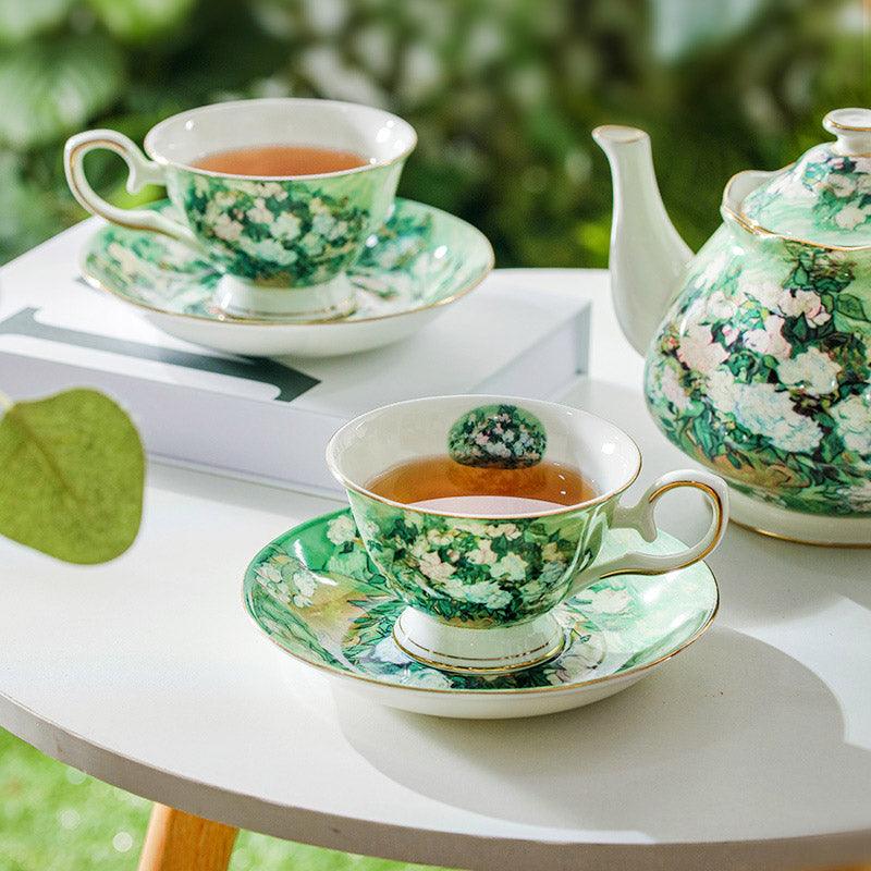 Oil Painting Ceramic Tea Set | Ceramic Coffee Set | Tea Party Tea Set