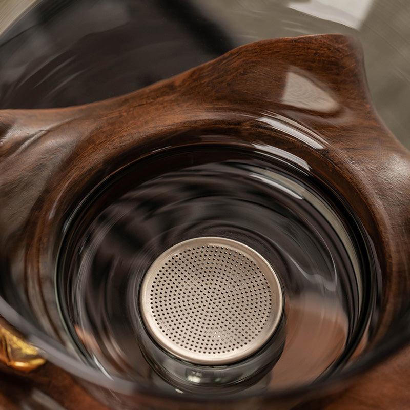 Blue-grey glass Kung Fu tea set | embossed Monkey King base glass tea set - Teas Story