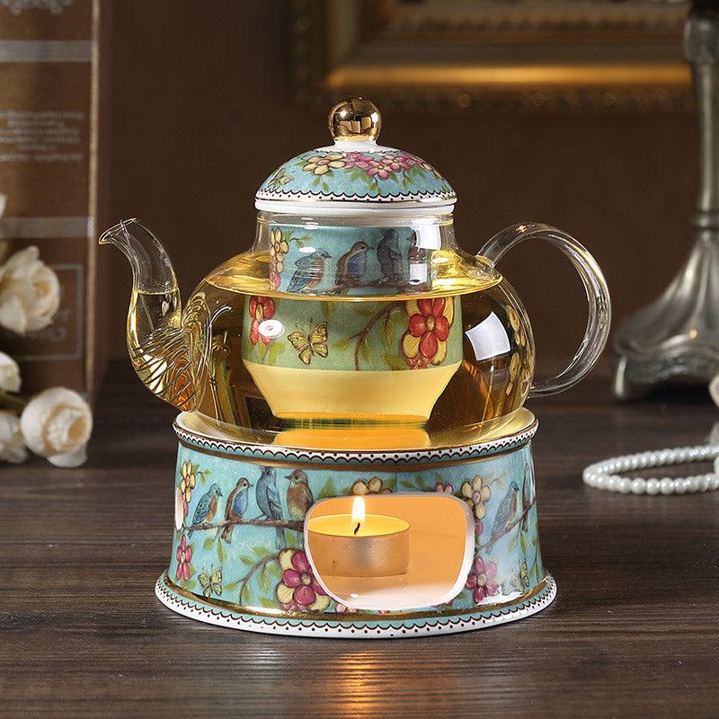 Blue Bird Ceramic Tea Set | Teapot Heater | Flower Teapot | Coffee Cup