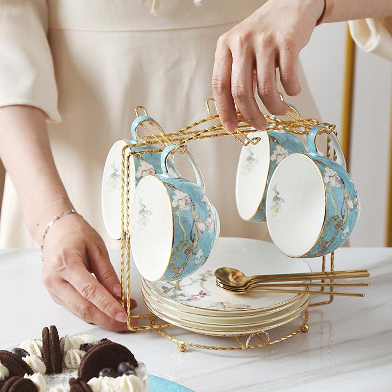 Plum Blossom Ceramic Coffee Set | Tea Party Tea Set | Handmade Tea Set - Teas Story