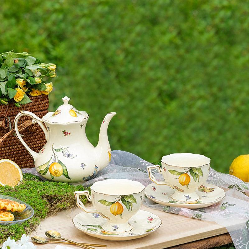 Lemon Ceramic Tea Set | European Coffee Set | Teapot Coffee Cup Saucer - Teas Story