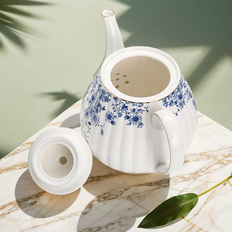 White Blue Flower Ceramic Coffee Set | Afternoon Tea Set | Teapot Set - Teas Story