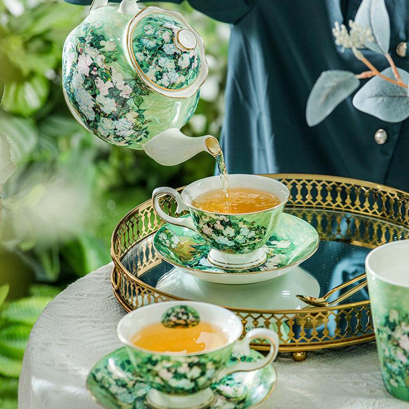 Oil Painting Ceramic Tea Set | Ceramic Coffee Set | Tea Party Tea Set