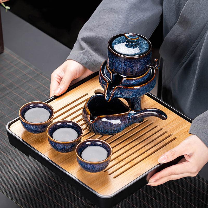 Lazy Kung Fu Tea Set | Retro Stone Mill Automatic Tea Brewer
