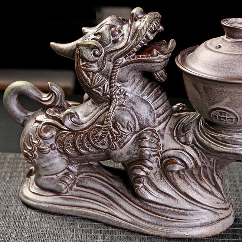 Purple sand relief Pixiu dragon Kung Fu tea brewing tool - Teas Story