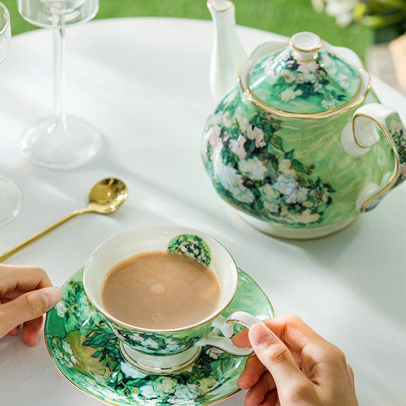 Oil Painting Ceramic Tea Set | Ceramic Coffee Set | Tea Party Tea Set