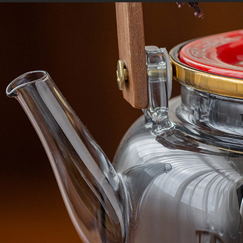 Electric Glass Teapot Ceramic Base – Vintage Floral Design