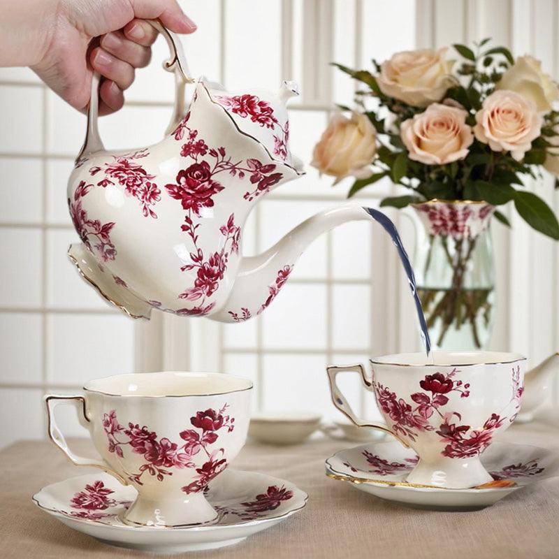 European Rose Ceramic Tea Set | Retro Coffee Set | Teapot Tea Set - Teas Story