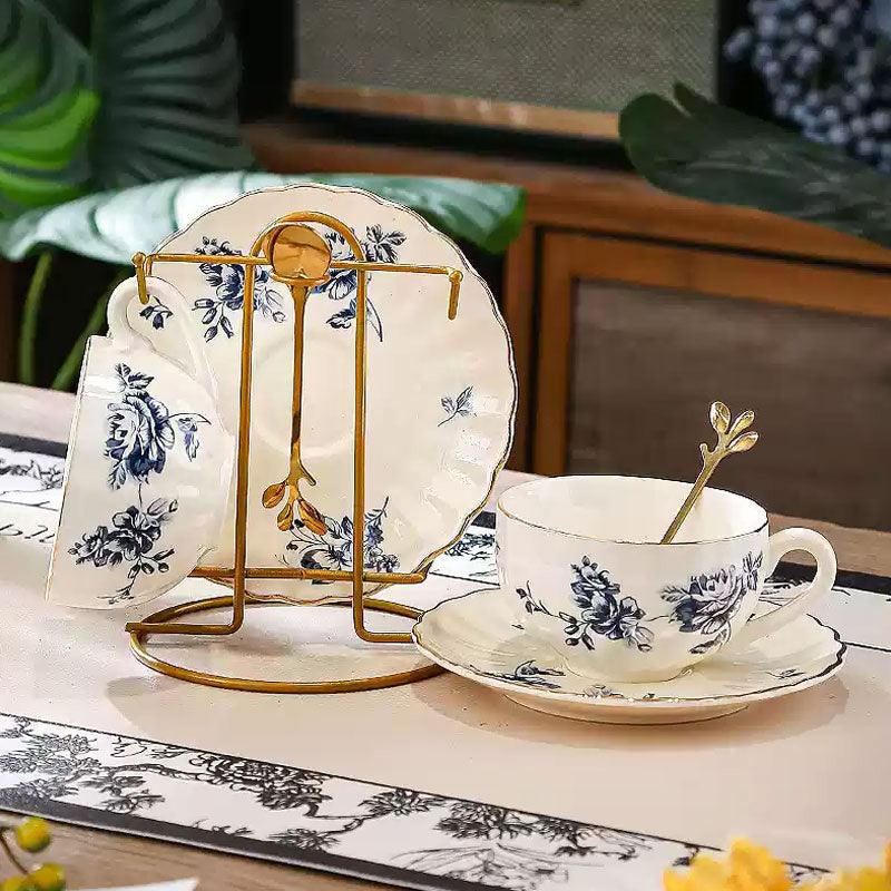 Blue Flower Teapot Set | Stovetop Heated Rose Coffee Set