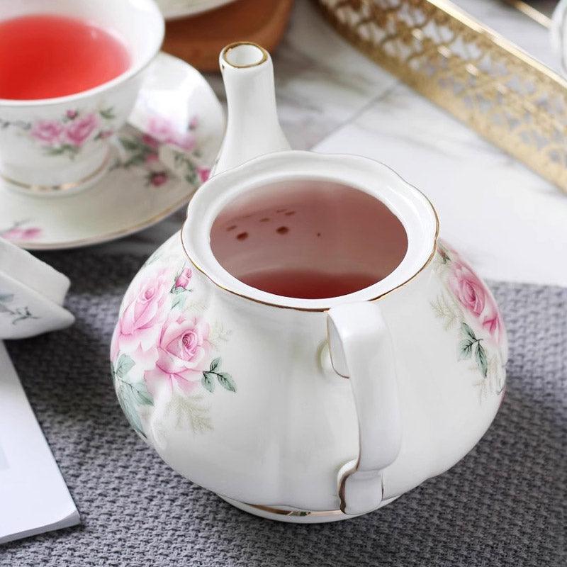 Pink Flower Ceramic Tea Set|European Ceramic Coffee Set|Teapot Tea Set - Teas Story