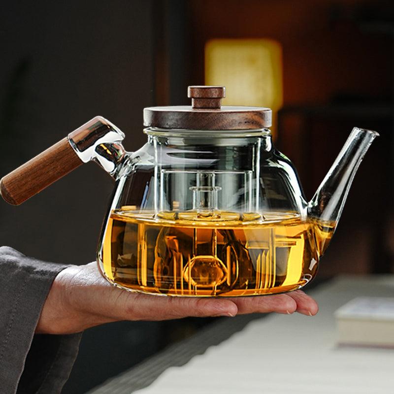 Heat resistant wooden side handle teapot - Teas Story