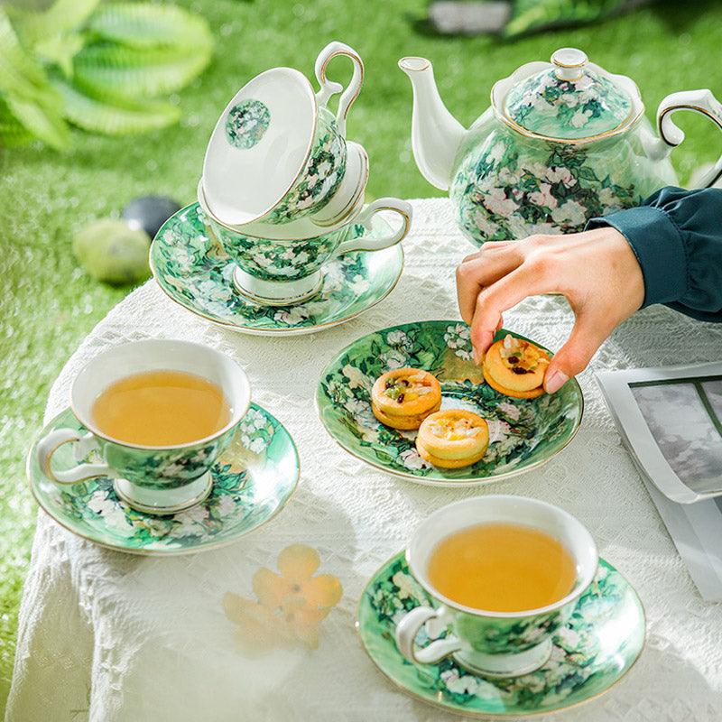 Oil Painting Ceramic Tea Set | Ceramic Coffee Set | Tea Party Tea Set