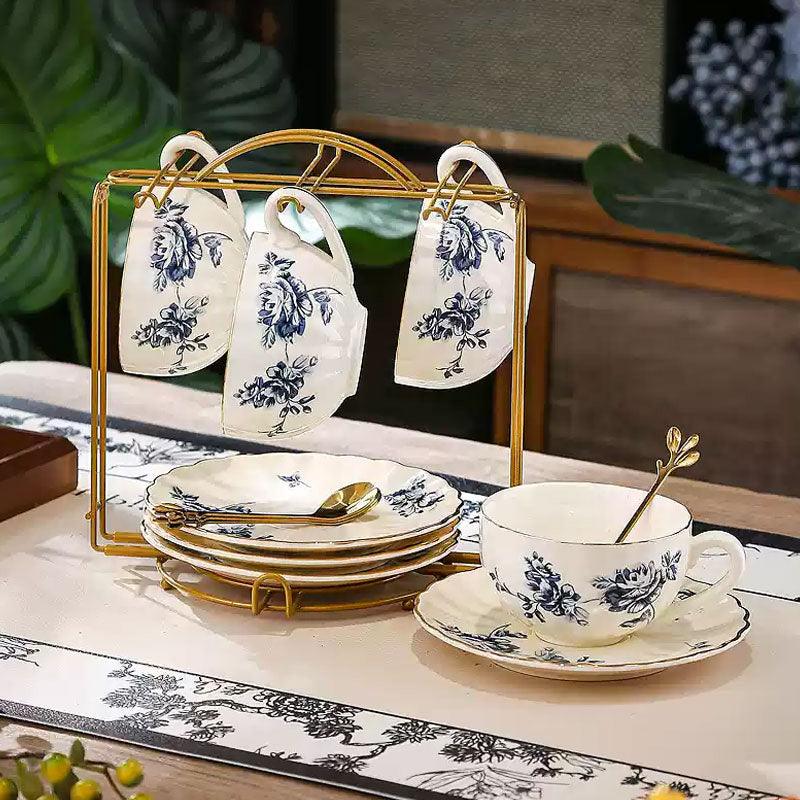 Blue Flower Teapot Set | Stovetop Heated Rose Coffee Set - Teas Story