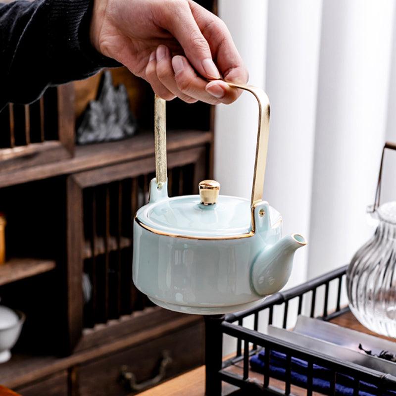 Ceramic Tea Set Pottery | European Style Tea Set with Tray - Teas Story