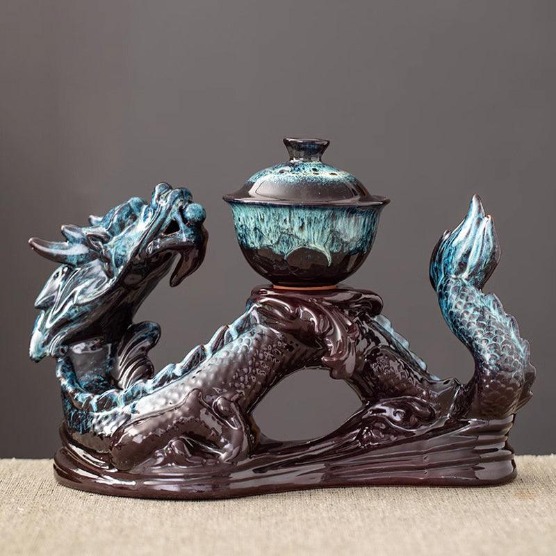 Retro Relief Auspicious Cragon Lazy Rotating Water Kung Fu Tea Set - Teas Story