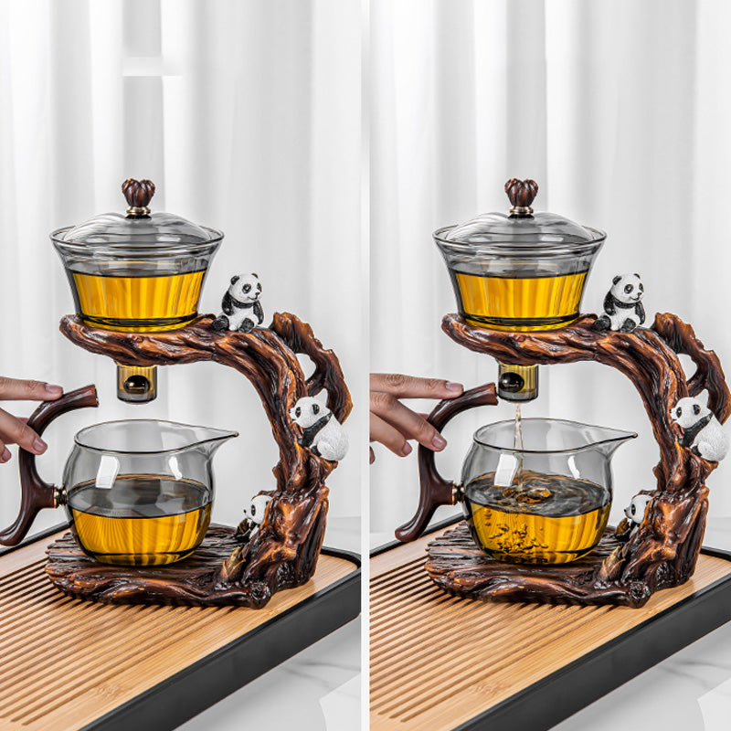 Creative embossed panda automatic tea set | lazy kung fu tea set