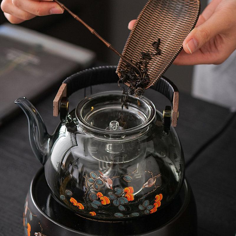 Persimmon Glass Tea Set | Electric Tea Heater | Glass Teapot Set - Teas Story