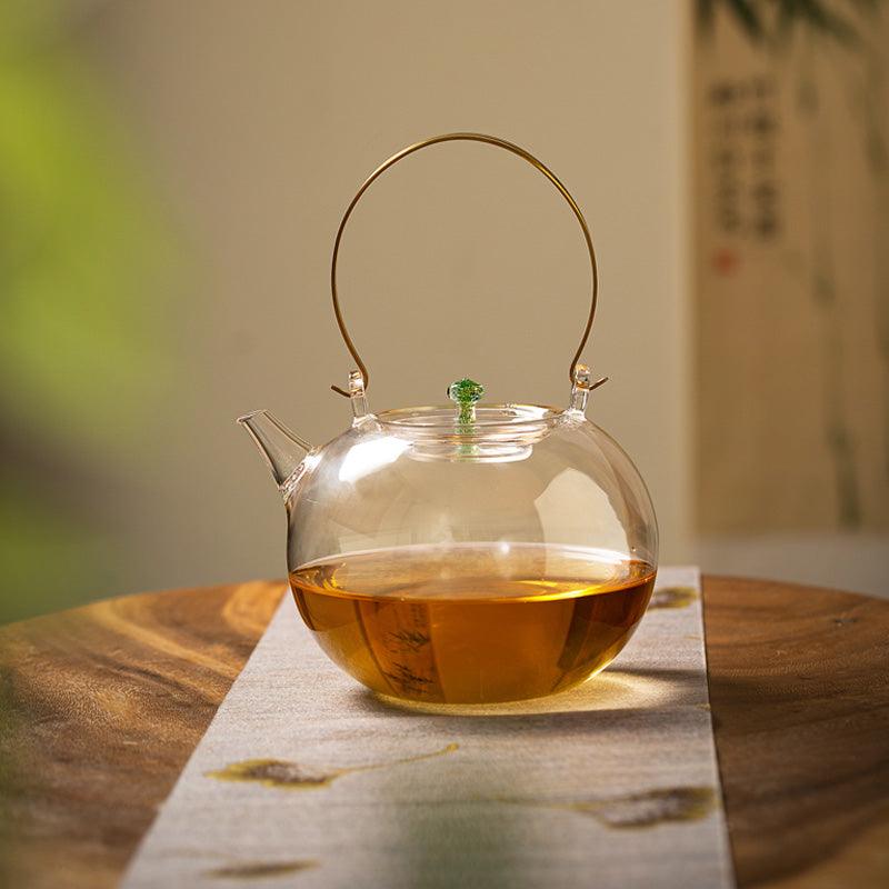 Handmade Glass Teapot|Stovetop Safe Teapot|Clear Tea Kettle39oz/1100ml - Teas Story