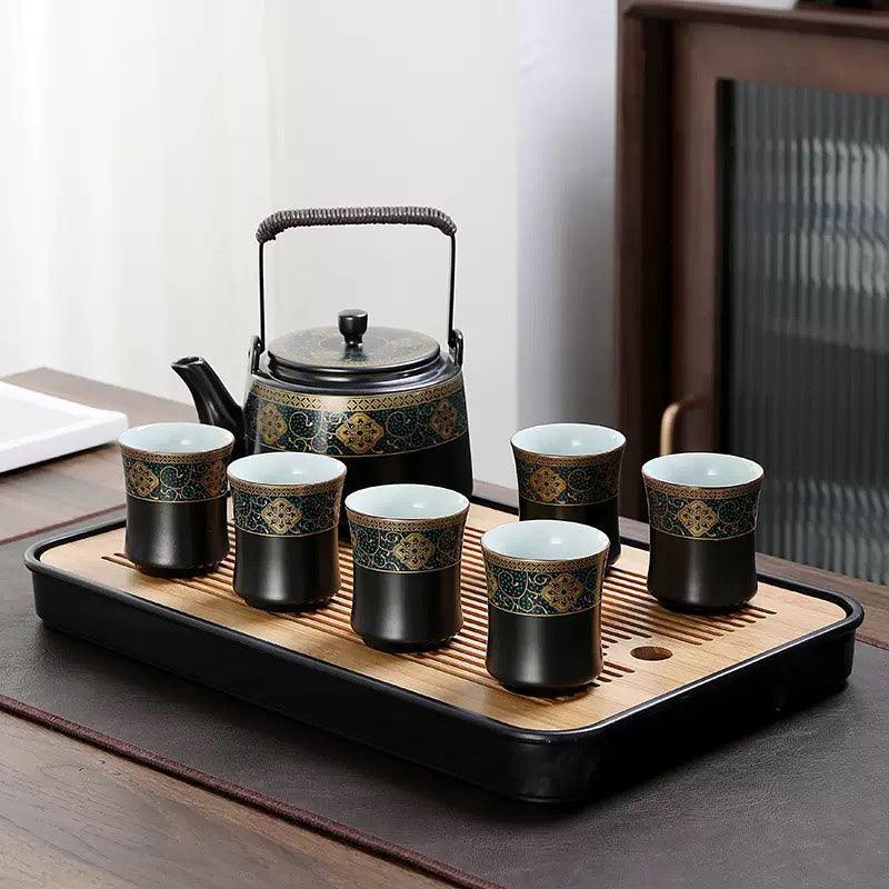 Black Vintage Ceramic Tea Set | Japanese Tea Set | Teapot Teacup - Teas Story