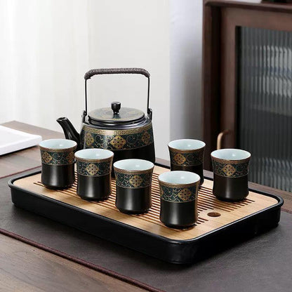 Black Vintage Ceramic Tea Set | Japanese Tea Set | Teapot Teacup - Teas Story