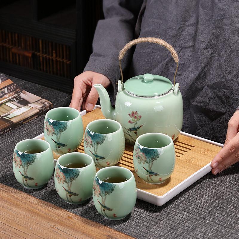 Lotus Ceramic Tea Set|Teapot with Infuser|Japanese Tea Set|Teapot Set - Teas Story