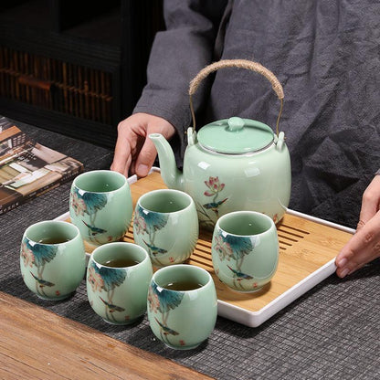 Lotus Ceramic Tea Set|Teapot with Infuser|Japanese Tea Set|Teapot Set - Teas Story