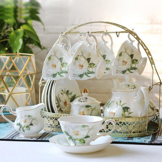 Camellia Ceramic Coffee Set |Afternoon Tea Set |Ceramic Coffee Cup Set