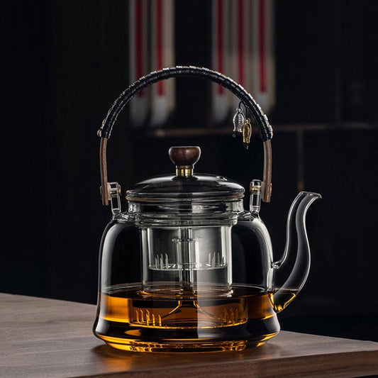 Thickened glass teapot | handle pot | flower teapot