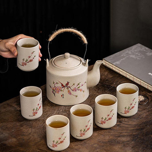 Stoneware tea set | pottery handle | Kung Fu tea maker