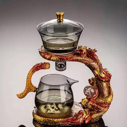 Retro relief glass automatic tea set | Creative tea set - Teas Story