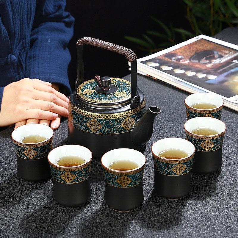 Black Vintage Ceramic Tea Set | Japanese Tea Set | Teapot Teacup - Teas Story