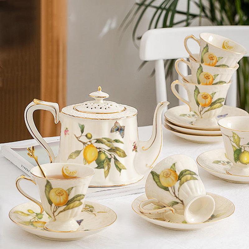 Lemon Ceramic Tea Set | Retro Tea Set | Teapot Tea Set | Tea Gifts - Teas Story