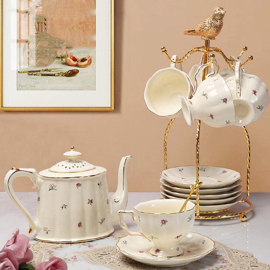 French retro ceramic coffee set | Handmade ceramic coffee set